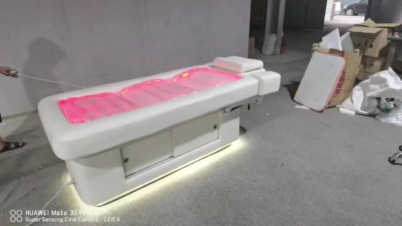 New Style Hot Sale European Style LED Pink&White Water Bed Cosmetic Electric Beauty Bed Spa Bed