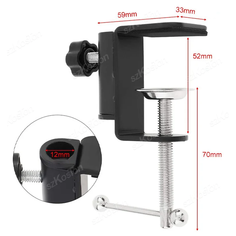 Metal Desktop Mount Clamp For Microphone Suspension Boom Scissor Arm Stand Base Holder with Adjustable Screw image 6