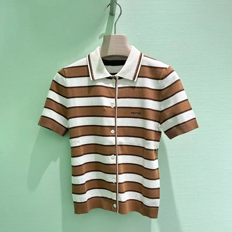 เสื้อถักนิตติ้งคุณภาพสูงสำหรับสาวๆ สไตล์เกาหลี แฟชั่นลำลอง ลายสก็อตต่อผ้า ทรงปกติ