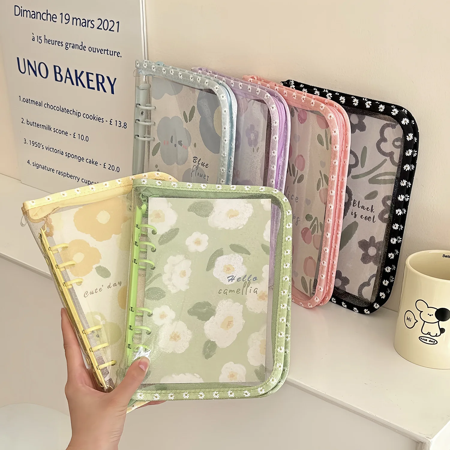 A6  Colorful Daisy Zipper Binder Photo Card Collection Book Postcard Organizer Diary Notebook School Stationery