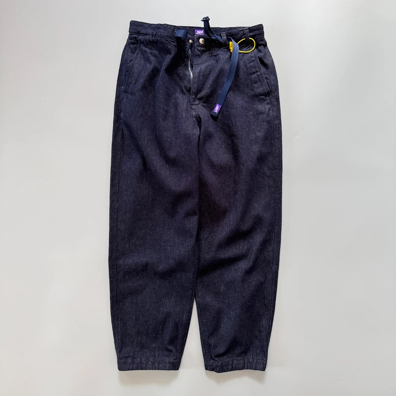 Cintura ajustable Otoño Invierno grueso suelto pierna ancha cónico recto índigo azul Denim Jeans Cityboy pantalones de estilo perezoso para hombres