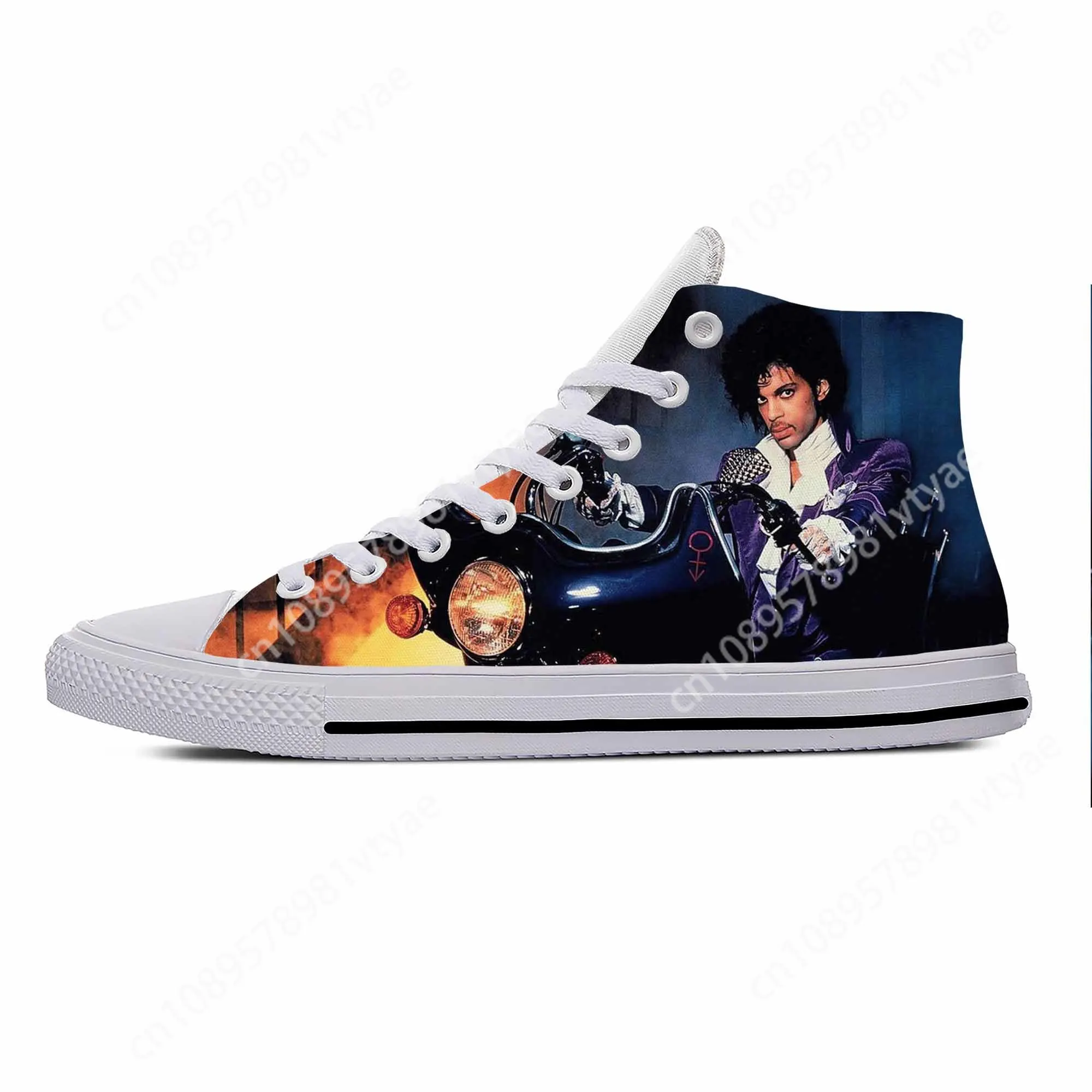 Hot Music Summer Singer Prince Rogers Nelson Purple Rain Casual Cloth Shoes High Top Board Shoes Lightweight Men Women Sneakers