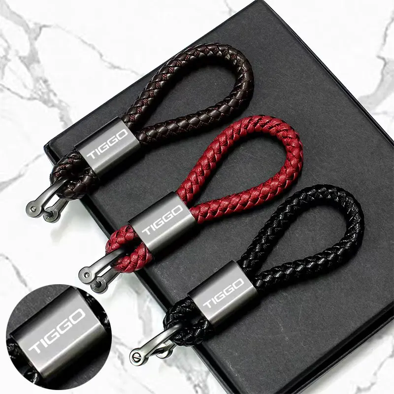 For Chery Tiggo 2 4 7 8 pro 5 3 T11 5X Amulet Fora QQ IQ Fulwin Car Accessories Custom LOGO Braided Rope Keyring Metal Keychain