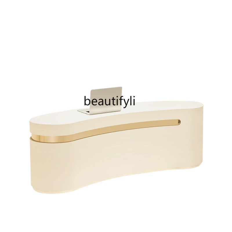 

Cream Style Beauty Salon Light Luxury Reception Front Desk Women's Clothing Store Bar Cashier Stainless Steel Simple High-End