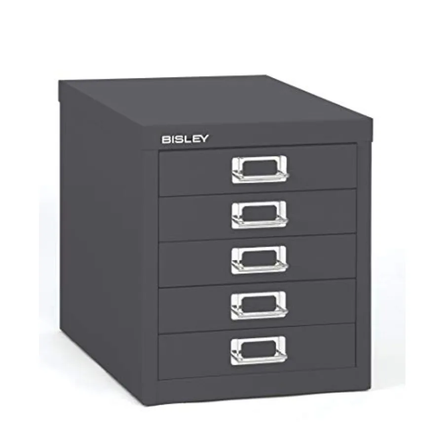 

5-Drawer Steel MultiDrawer Cabinet with Anthracite Grey Chrome Pull Handles and Label Holders Powder-Coated Steel Removable Dra