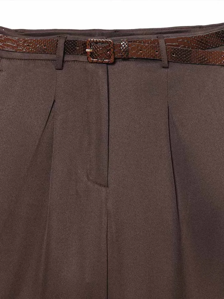 وصل حديثًا ملابس نسائية عصرية للشتاء على الطراز الأوروبي والأمريكي، شورت كاجوال طويل عالي الخصر متعدد الاستخدامات مع بيل #3