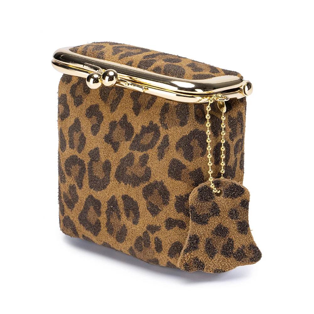 New Arrival Square Leopard Print Leather Small Purses Women's Portable Coin Money Wallets Earphone Lipstick Pouch Card Holders