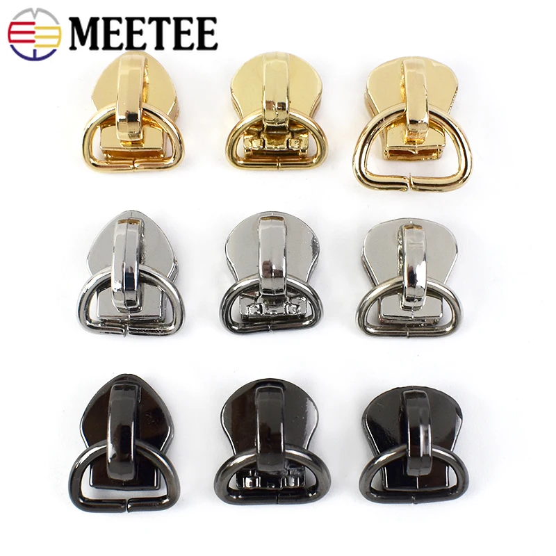 

10-50Pcs Meetee 5# Zipper Sliders for Nylon Metal Resin Zippers Bag Pocket D Ring Zip Pull Repair Kits DIY Clothes Accessories