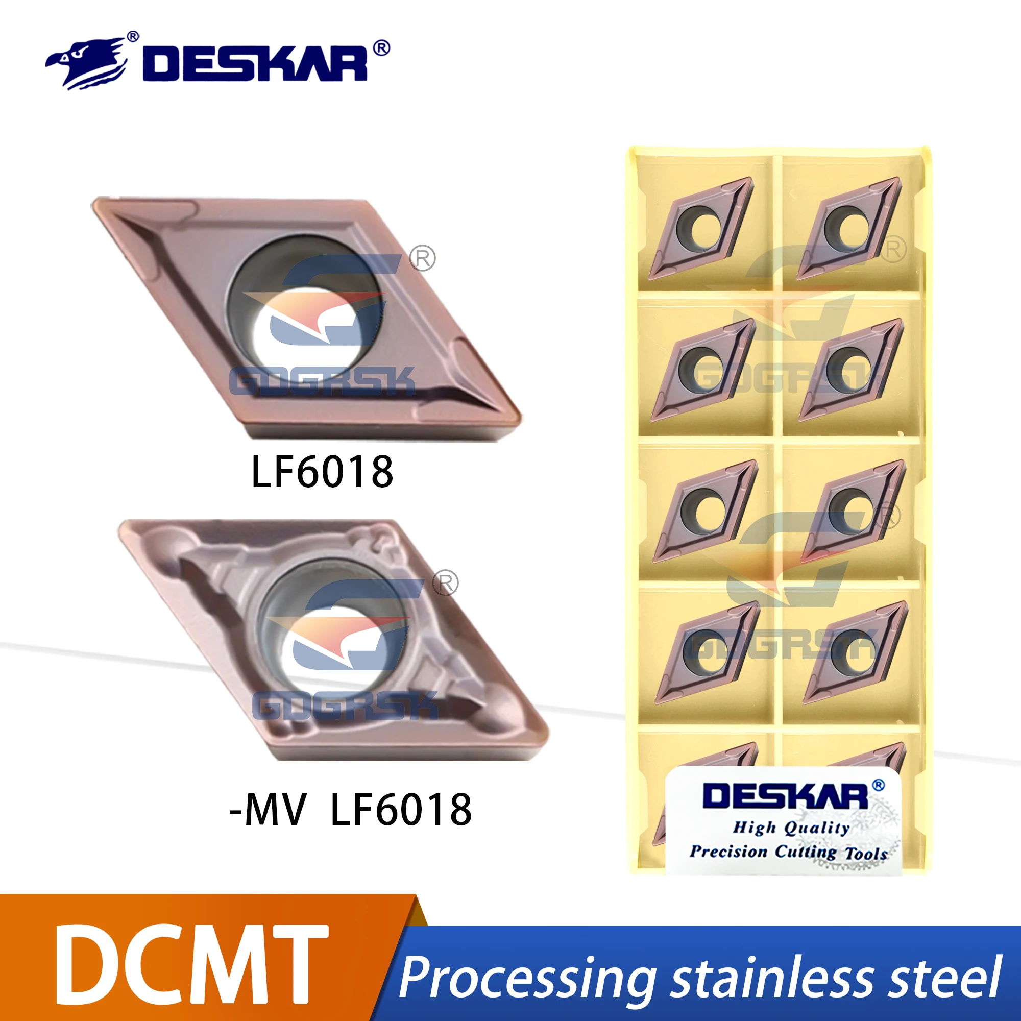 

DESKAR 100% Original CNC Lathe Cutting Tools DCMT070204/08 DCMT11T302/04/08-MV 11T304/08 LF6018 Stainless Steel Turning Blades
