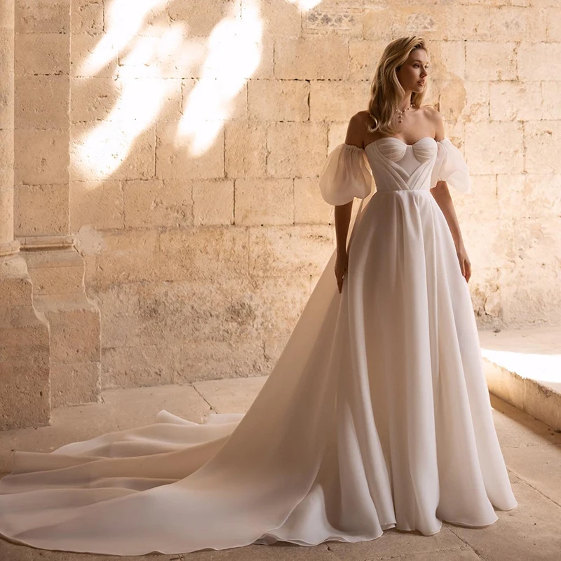 Achitree elegante a-line Brautkleider Puff ärmel Schatz Seite Schlitz Brautkleid Prinzessin Abend Brautkleider benutzer definierte Größe