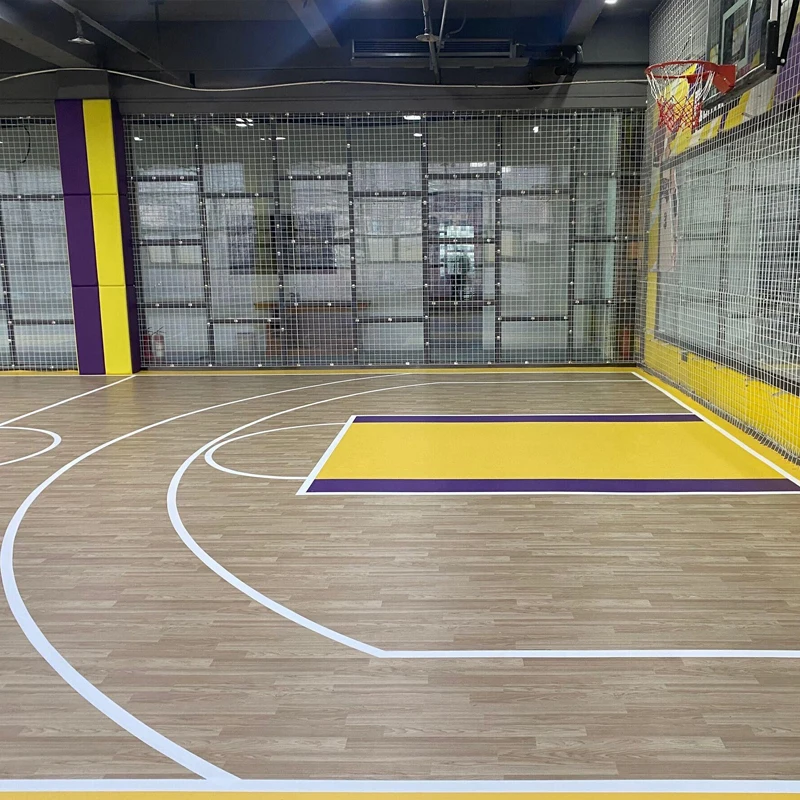 Beable Easy To Clean 4.5MM 6.0MM 8.0MM Thickness PVC Sports Flooring Indoor Wooden Grain Like Vinyl Basketball Court Tiles