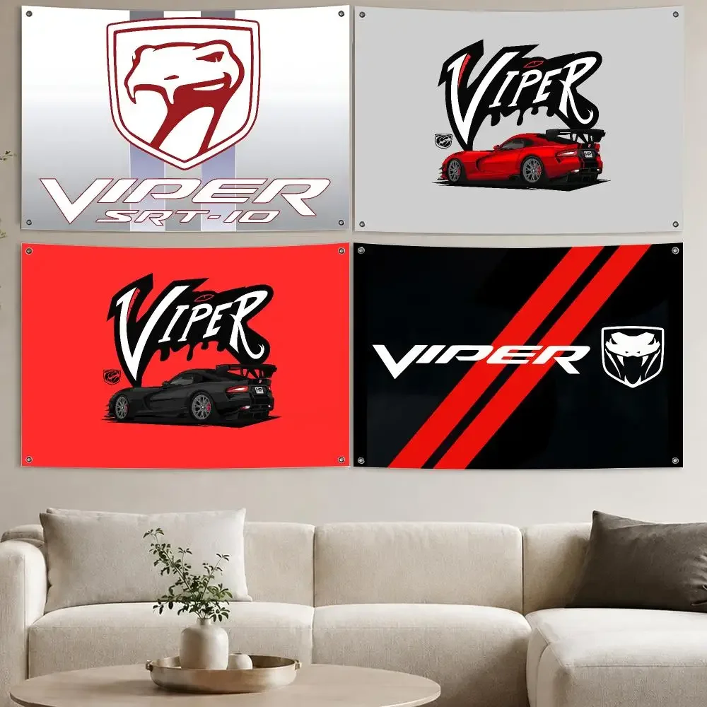 Vipers Sports Car Fans Flags Aesthetic Wall Tapestry Printed Wall Hanging Living Room Party Outdoor Decor