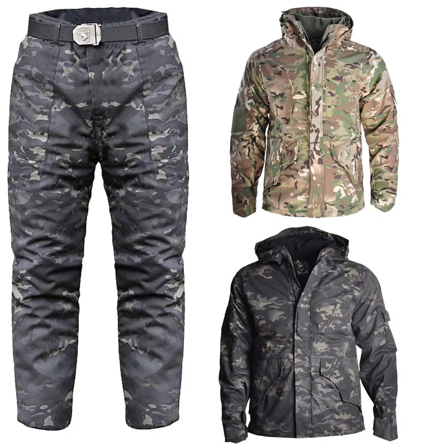 Tactical Jackets Camo Men Pants Military Clothing Man Airsoft Army Hiking Jacket -25°F Men Camping Hunting Clothes Windbreaker