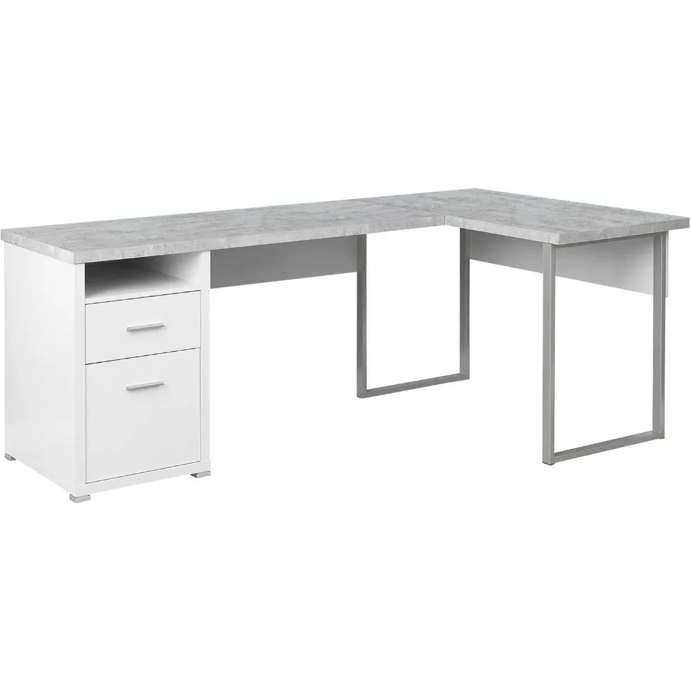 

Computer Desk Left or Right Facing White / Cement-Look 80"L