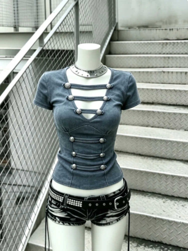 Vintage American Elegant Patchwork Blouse Women Y2K Harajuku Slim Pullover Japanese Style Korean Fashion Stylish Casual Outfit