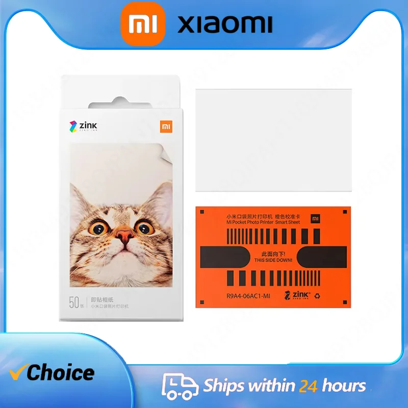 Xiaomi Mijia Zink Pocket Printer Paper Self-Adhesive Photo Print 100/50 Sheets 3inch Mini Printer Paper With Calibration Card