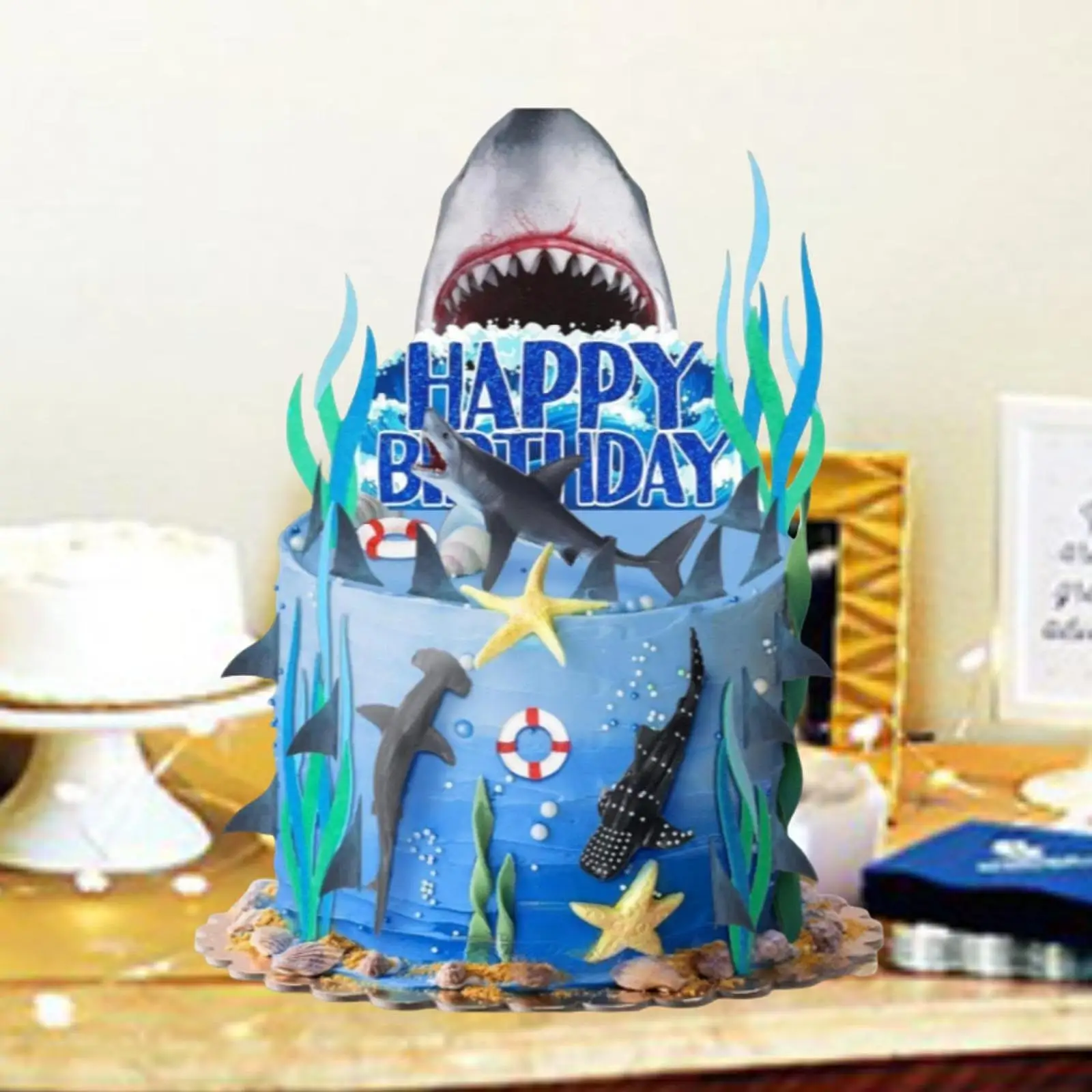 

Shark Cake Toppers for Boys Girls Baby Shower Ocean Theme Party Birthday Party Sea Party Supplies Under The Sea Cake Toppers