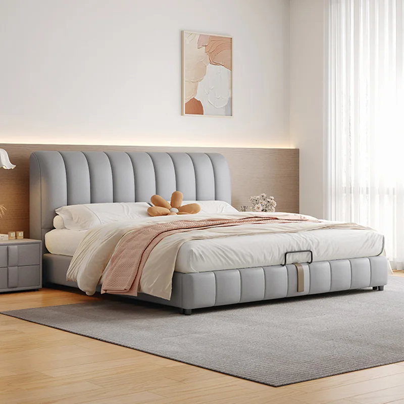 

Storage Double Bed Luxury Modern Minimalist Unique Bedroom Bed French Aesthetic Camas Y Muebles Para El Hogar European Furniture