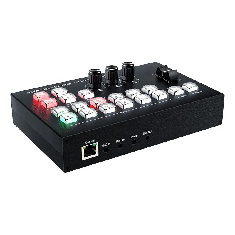 

Video switcher for live streaming 4 in 2 out HDMI Video mixer switcher with Type-c USB3.0 port