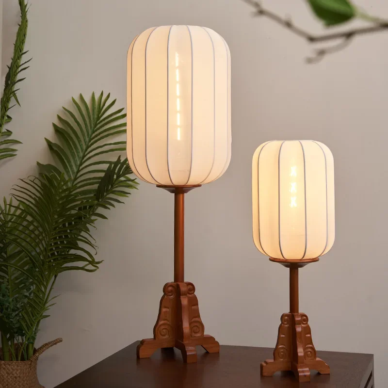 New Chinese Style Floor Lamp Homestay Sofa Study Living Room Bedroom Vintage Solid Wood Led Desk Light Bedside Lighting Decor