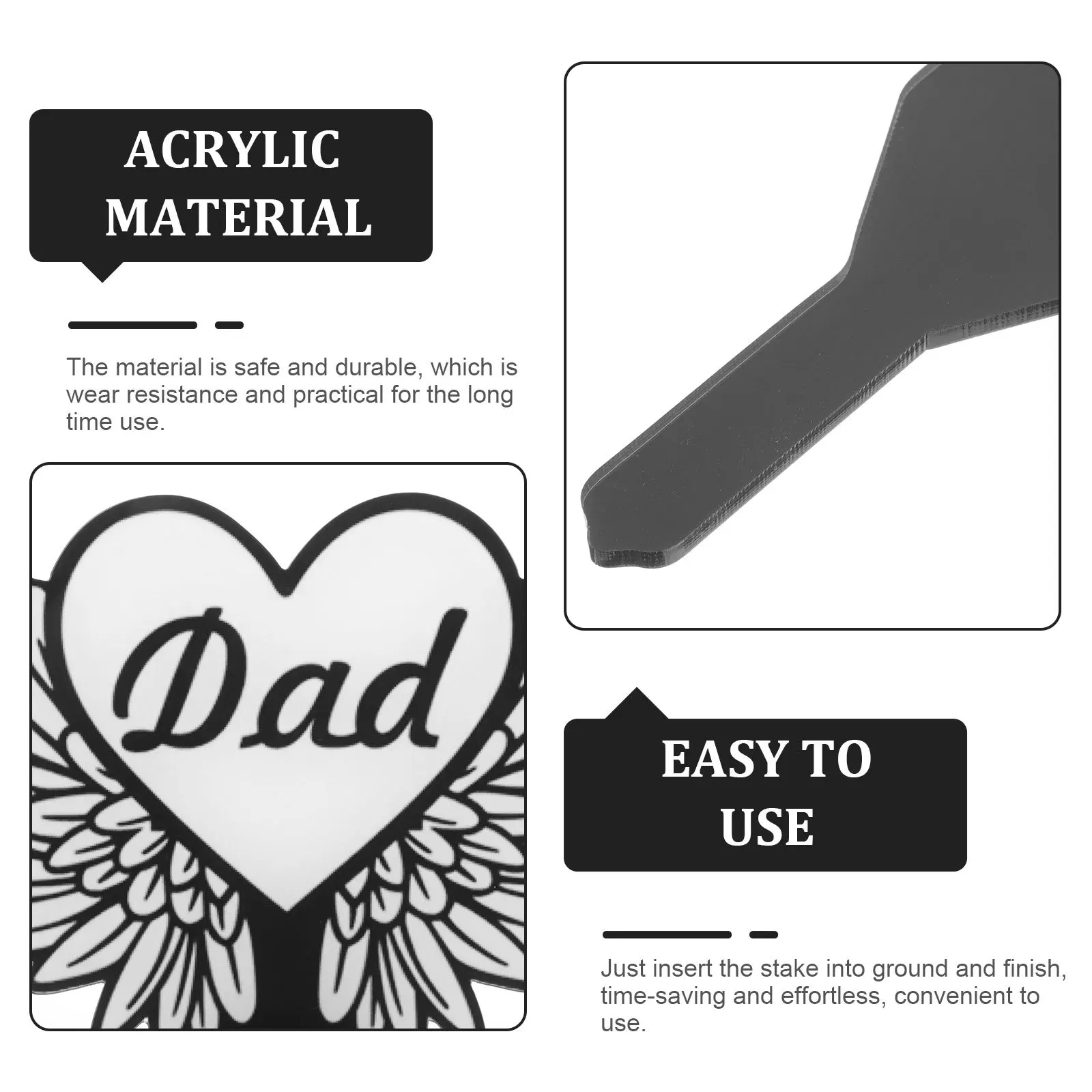 

Grave Marker Stand Outdoor Cemetery Stake Memory Lawn Ornament Acrylic Graveyard Sign Landscaping Decor Inserted Garden Stakes