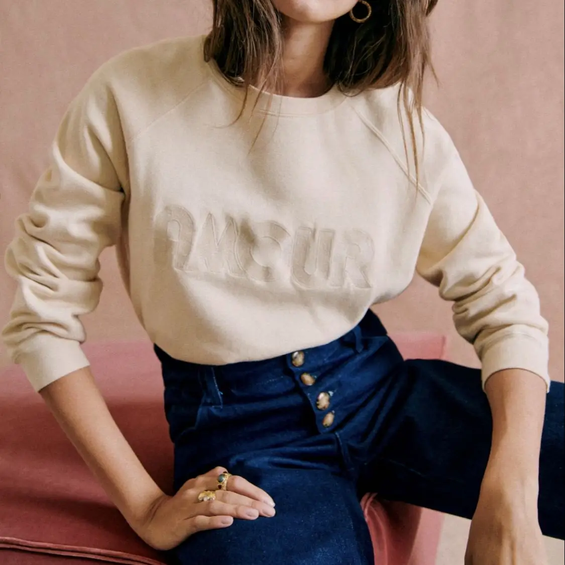 

French Embroidery Letters Sweatshirt for Women Long Sleeve Raglan Sleeve Trendings Pullover Top 2022 New Lady Fashion Clothing