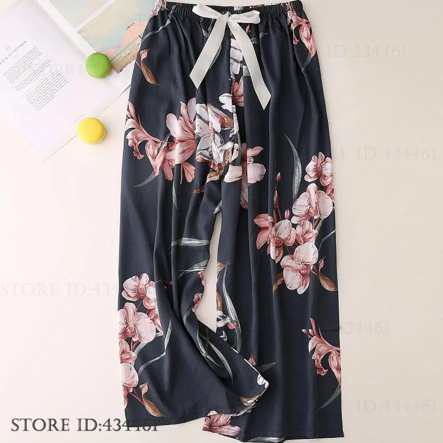 Viscose Pants Women Pajamas Casual Nightwear Pijamas Print Cotton Intimate Lingerie Home Clothes New Sleepwear Pyjamas Homewear