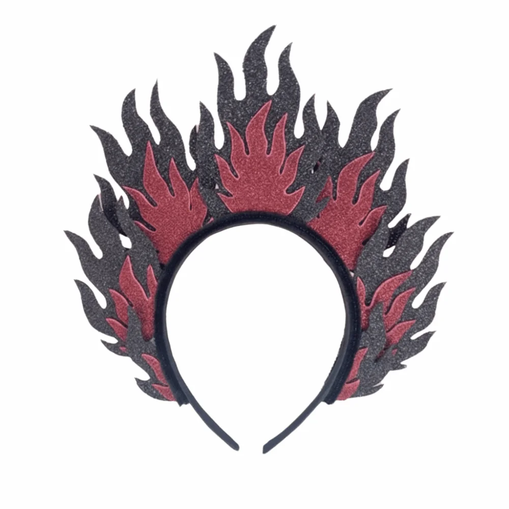 Fire-Shaped Halloween Flame Headband Glitter Funny Halloween Hairband Comfortable Lightweight Fire-Shaped Headband Photo Prop