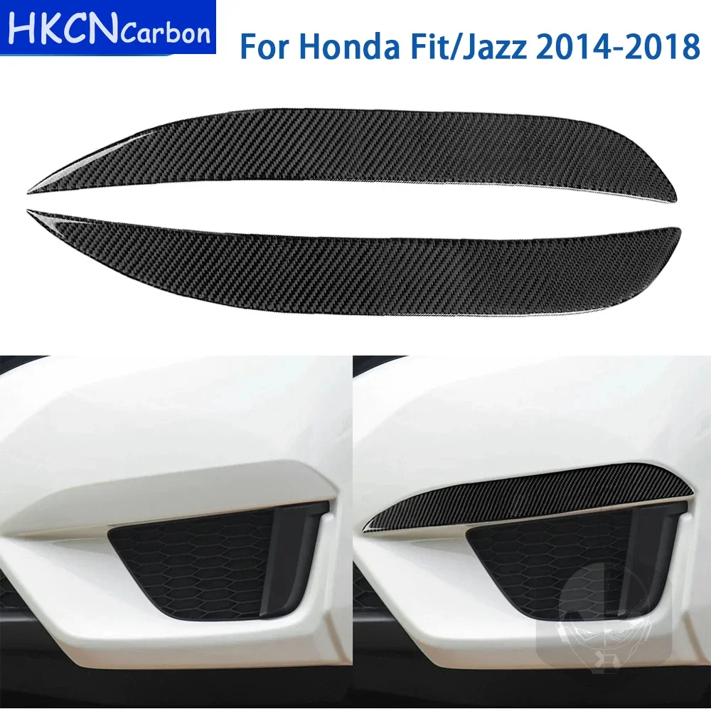 For Honda Fit Jazz 2014 2015 2016 2017 2018 Accessories Carbon Fiber Car Exterior Fog Lamp Eyebrow Stickers Decoration