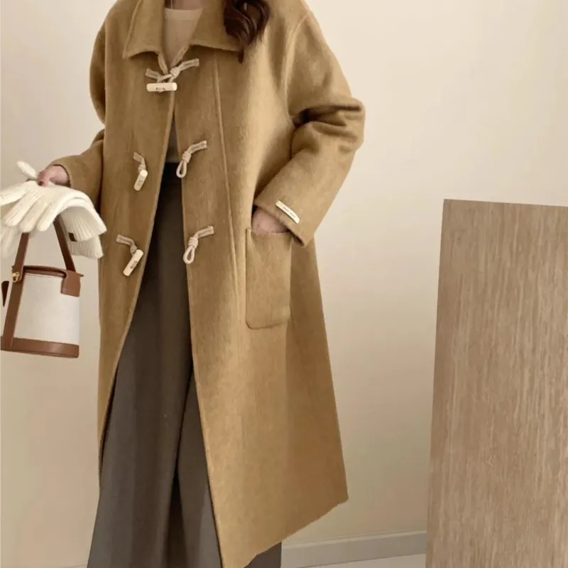 

B-toto Countryside Style Double-sided Wool Fleece Coat Autumn And Winter Long Design Sense Lapel Easy To Match For Daily Use