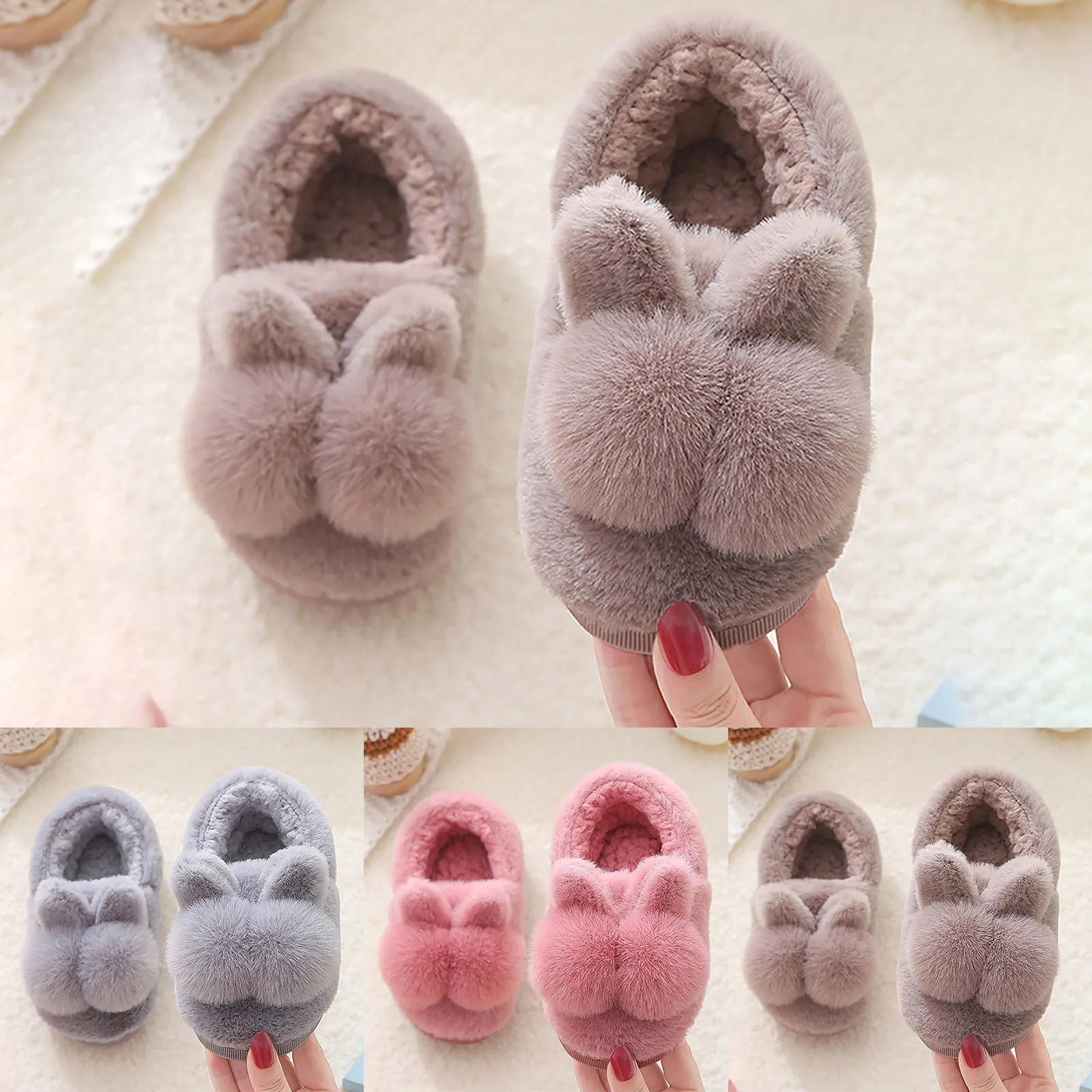 Winter Kinder Baumwolle Hausschuhe 2024 Neue Baby Kleinkind Indoor Schuhe Niedlichen Cartoon Kaninchen Kind Hause Hausschuhe Jungen Mädchen Pelz