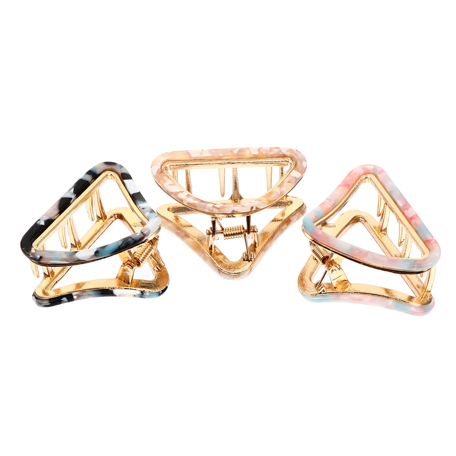 

3pcs Triangular Hair Clips High Quality Alloy Acetic Acid Elegant Stylish Wedding Party Daily Wear Simple Barrettes Lightweight