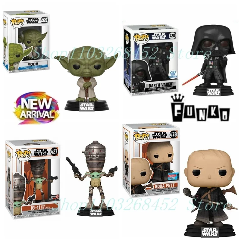 NEW FUNKO POP Yoda #269 IG-11 #427 Darth Vader #428 BOBA FETT #478 Vinyl Action Toys for Figure Dolls Ornaments Decoration Gifts