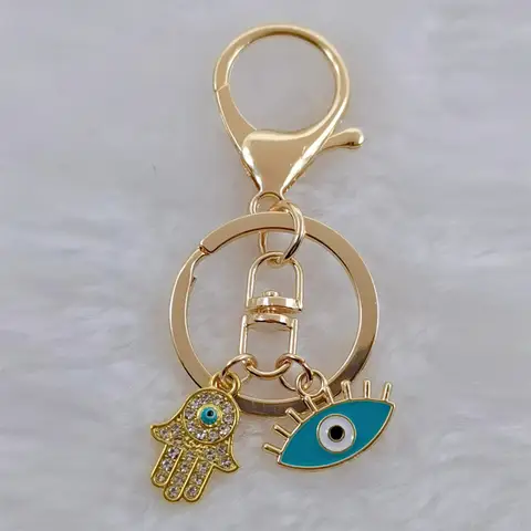 Oeil D'horus Porte-clés Oeil Bleu Porte-clés Hamsa Main Porte-clés Pour Femmes Hommes Adolescents Punk Bijoux Casque Couverture Cadeaux Simples