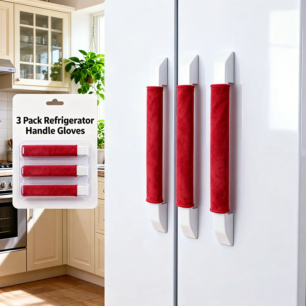 3Pcs/Set Easy-To-Clean Polyester Refrigerator Handle Covers 