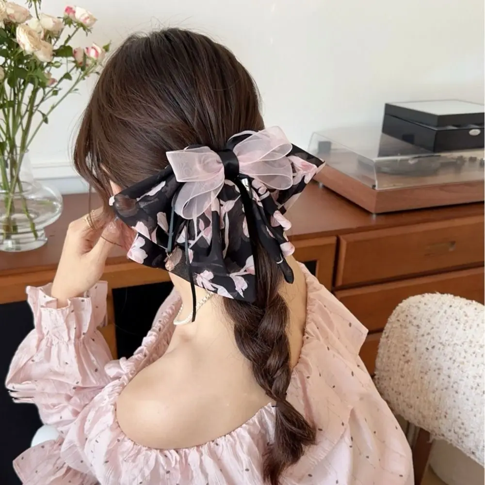 

Cute Grab Clip Bow Ribbon Hair Claw Polka Dot Butterfly Chiffon Bowknot Hair Clip Ponytail Clip Headwear Flower Hairpin Women
