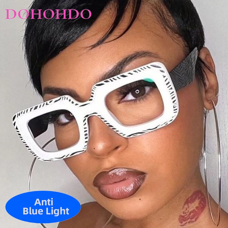 

Vintage Punk Oversized Square Brand Designer Optical Glasses Men Women Trendy Luxury Computer Anti-Blue Light Eyeglasses Очк