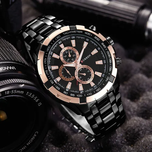 Imagen 2 del producto Reloj de cuarzo CURREN 8023 para hombre, relojes militares deportivos resistentes al agua, reloj de pulsera de acero inoxidable para negocios para hombre, reloj para hombre
