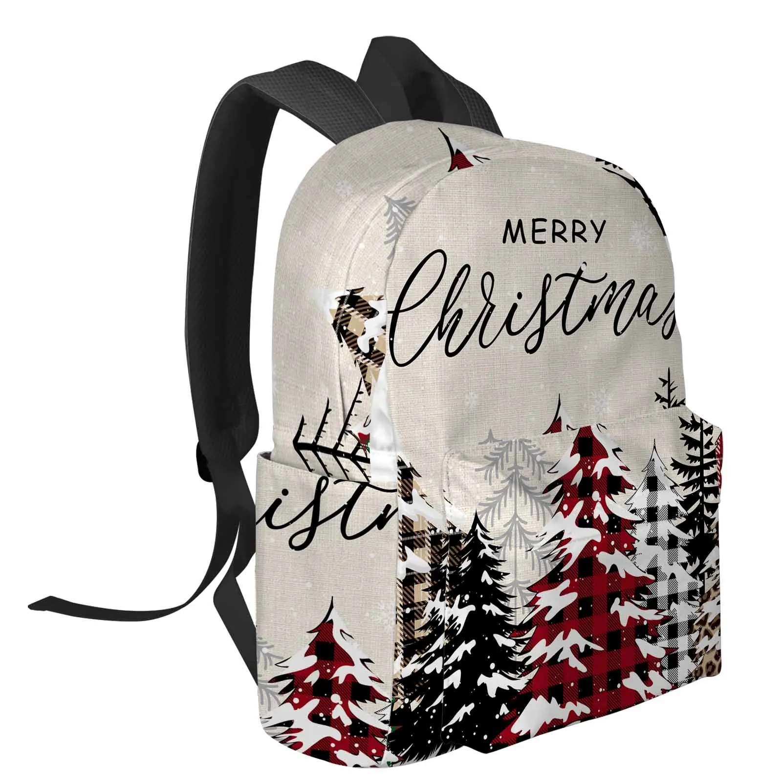 Christmas Winter Grid Christmas Tree Backpack School Bags for Teenagers Students Laptop Bag Women's Casual Travel Backpack