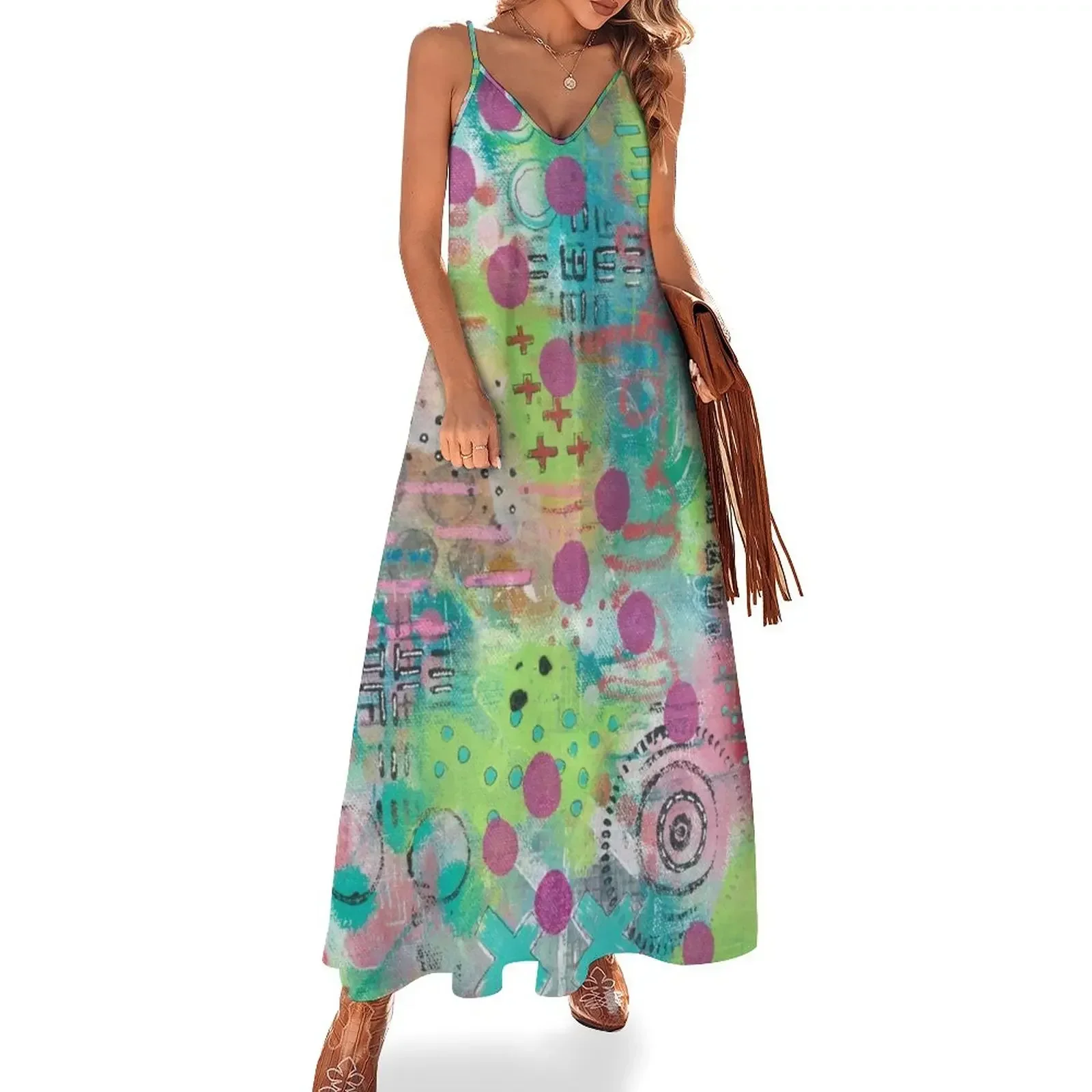 

Pink Dots Sleeveless Dress luxury woman party dress summer clothes for women Dress