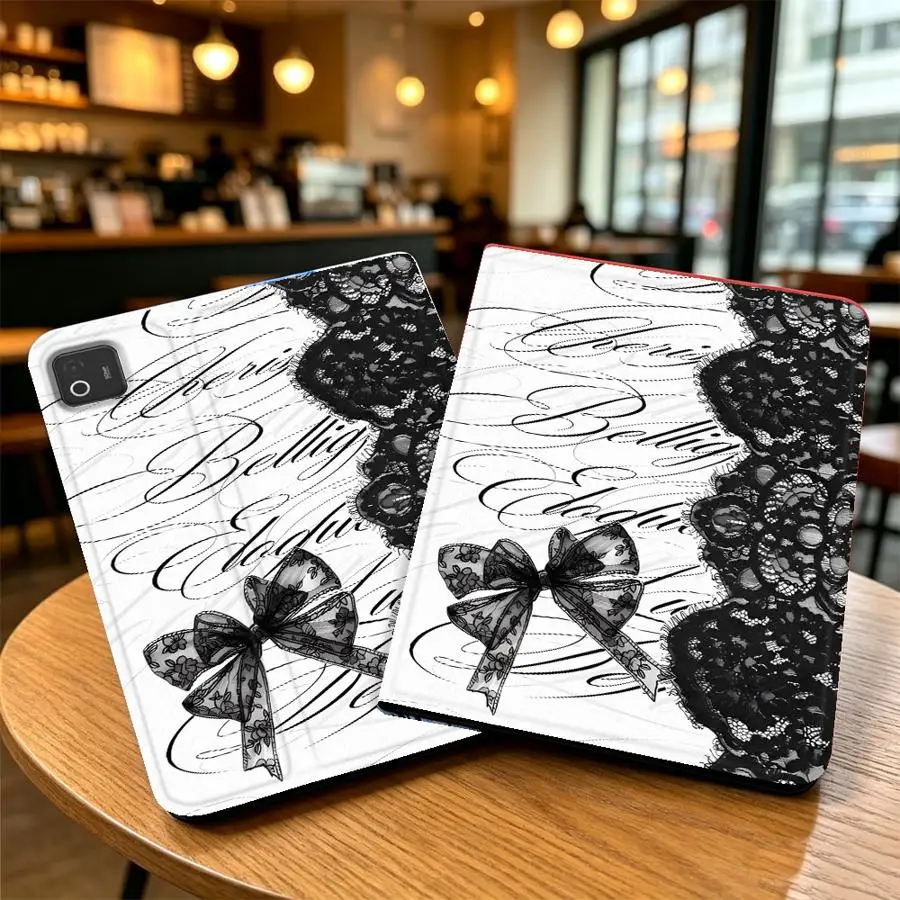Lace Bow Polka Dot with Pencil Slot Case for Xiaomi Redmi Pad SE K Pad 8.8 9.7 12.4 Inch Pad 6s Pro 7 Ultra Pad 5 6 7 8 Pro