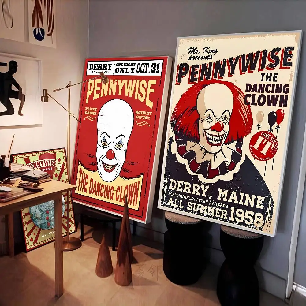 

Pennywise Clown Classic Vintage Posters Vintage Room Bar Cafe Decor Stickers Wall Painting