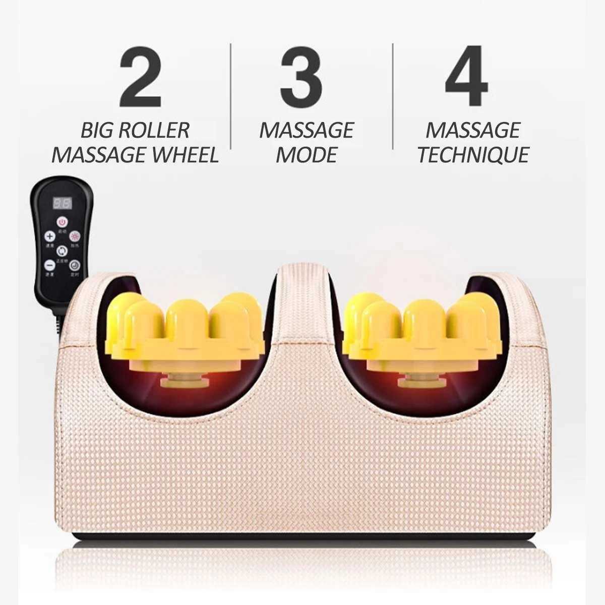 Electric Foot Massager Heating Roller with Remote Control Shiatsu Kneading Deep Tissue Muscles Daily Relax Relief Foot Stress