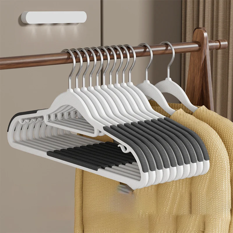 

10pcs Clothes Rack Non-slip Non-marking Dry And Wet Dual-use Drying Hangers Hook Space Saving Durable Multifunction Household