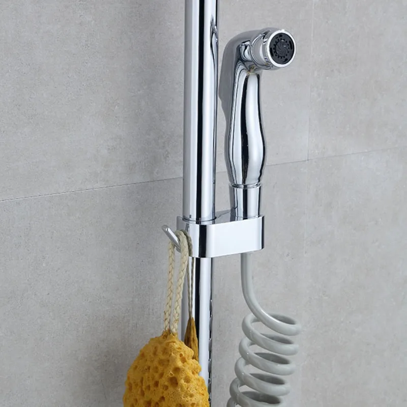 Shower Rod Towel Hook Bracket Shower Rail Holder ABS Chrome Bathrobe Sprinkler Rack for Kitchen Bathroom Accessories