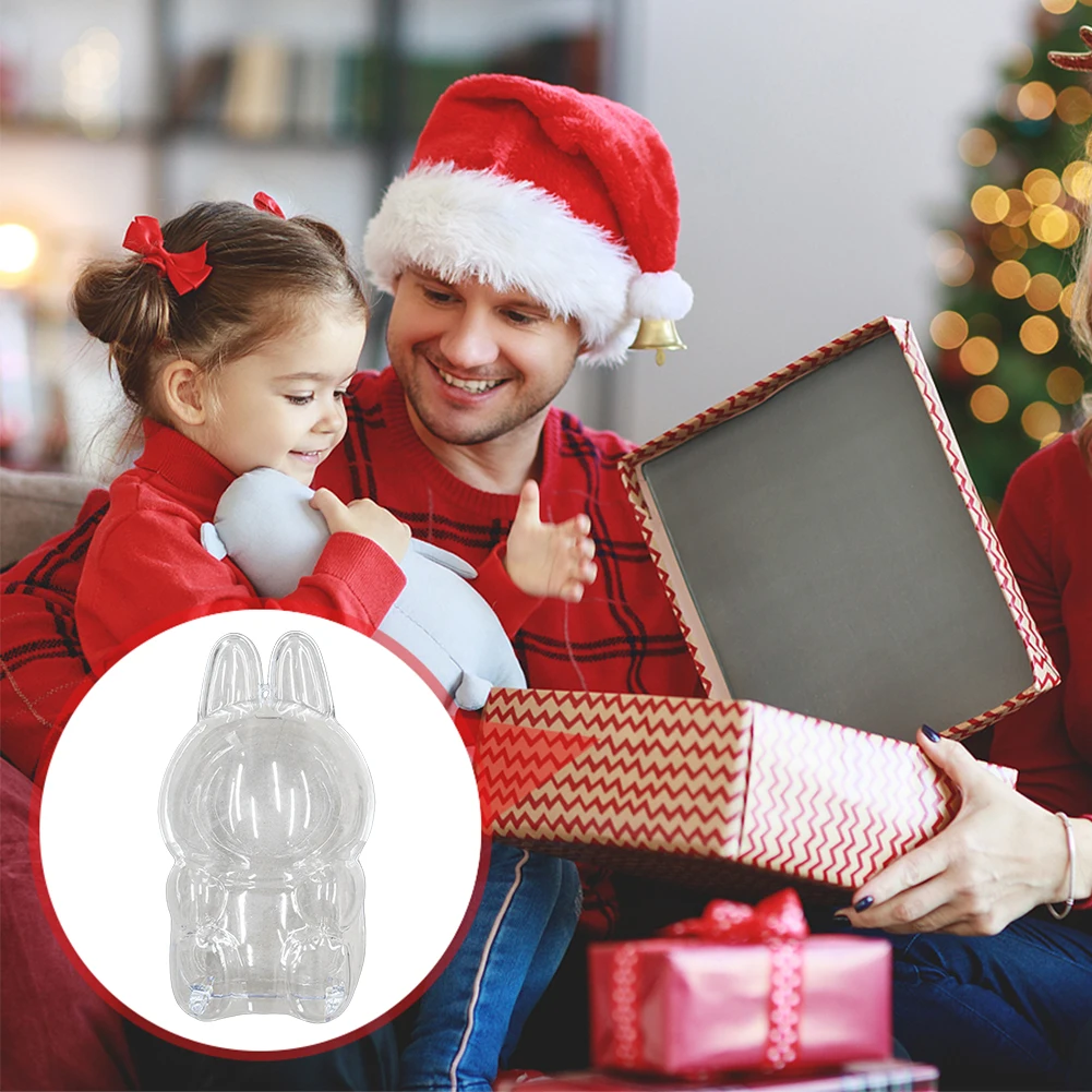 Transparante beschermhoes voor Labubu V1 V2 pluche poppen displayhoes draagbare opbergdoos voor zitten staande feestserie