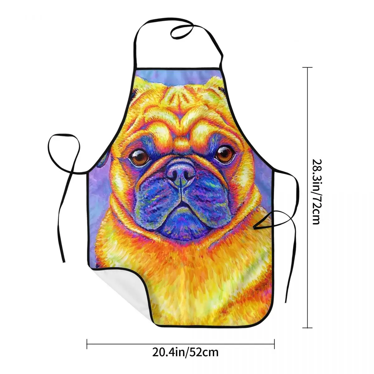 Colorful Rainbow Pug Dog Aprons Chef Cooking Cuisine Tablier Waterproof Bib Kitchen Cleaning Pinafore for Women Men Gardening