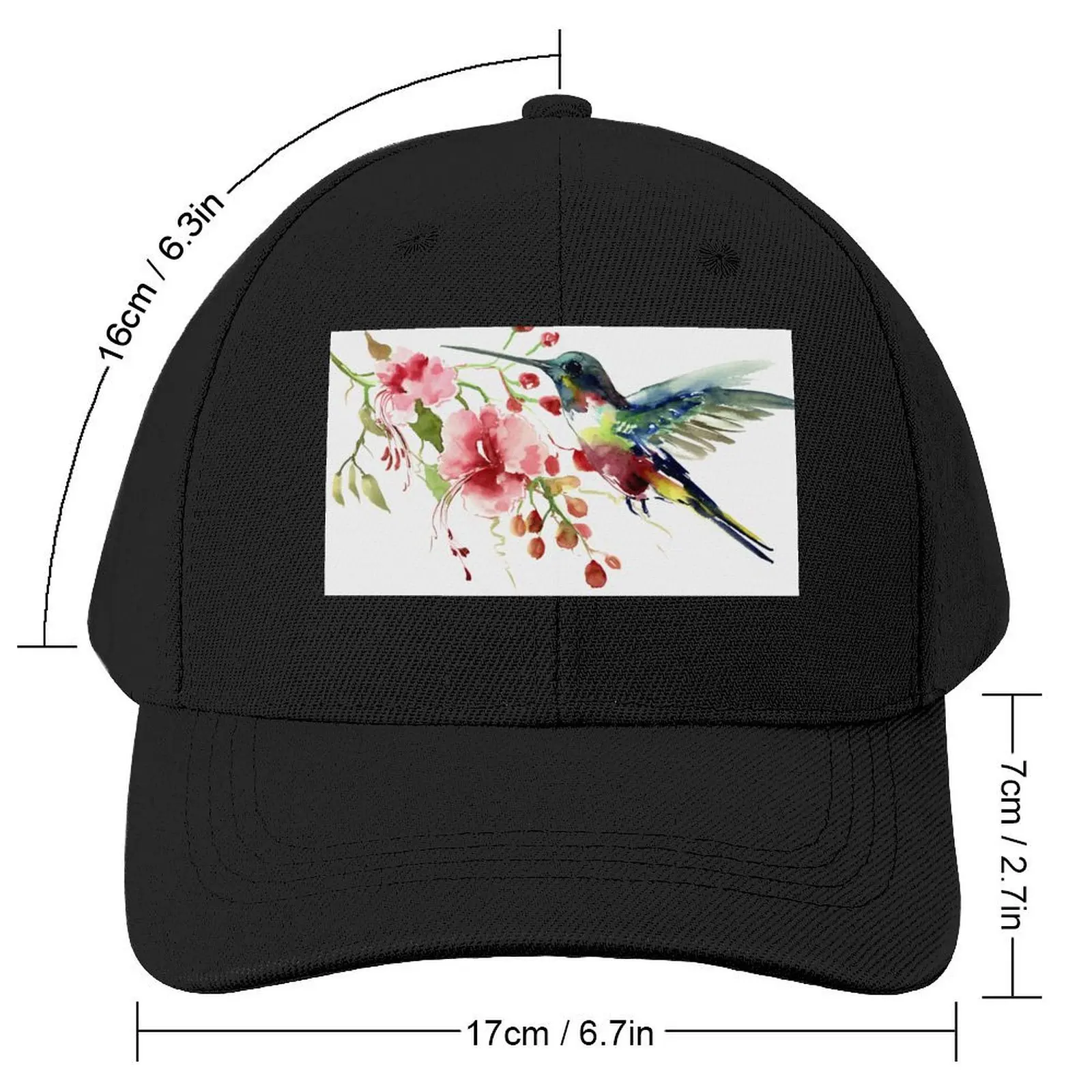 Hummingbird and Flowers Baseball Cap Snap Back Hat derby hat Beach Outing Golf Men Women's