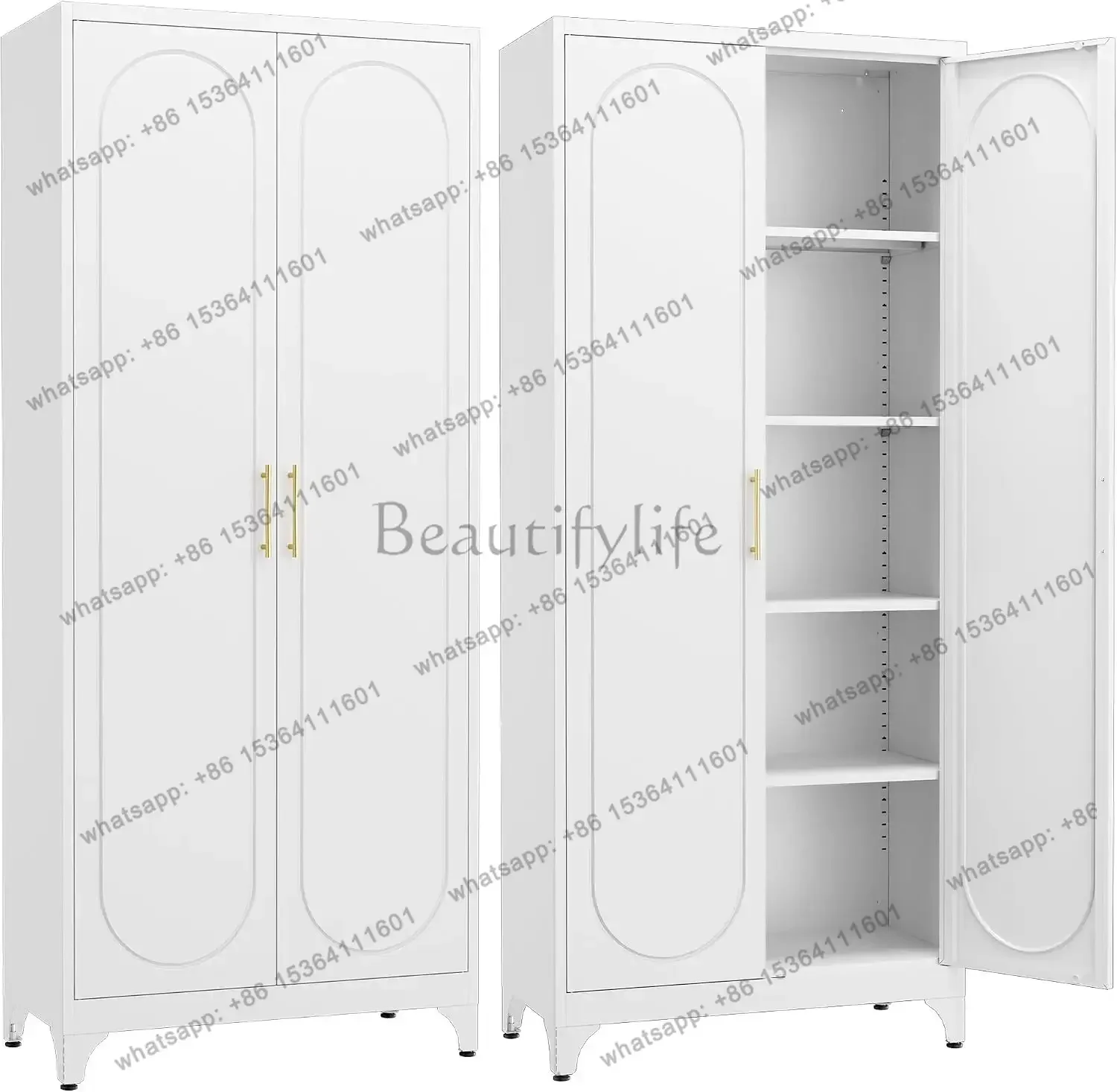 Factory Direct 75"Metal Pantry Storage Cabinet With Doors & 4 Adjustable Shelves, Customized