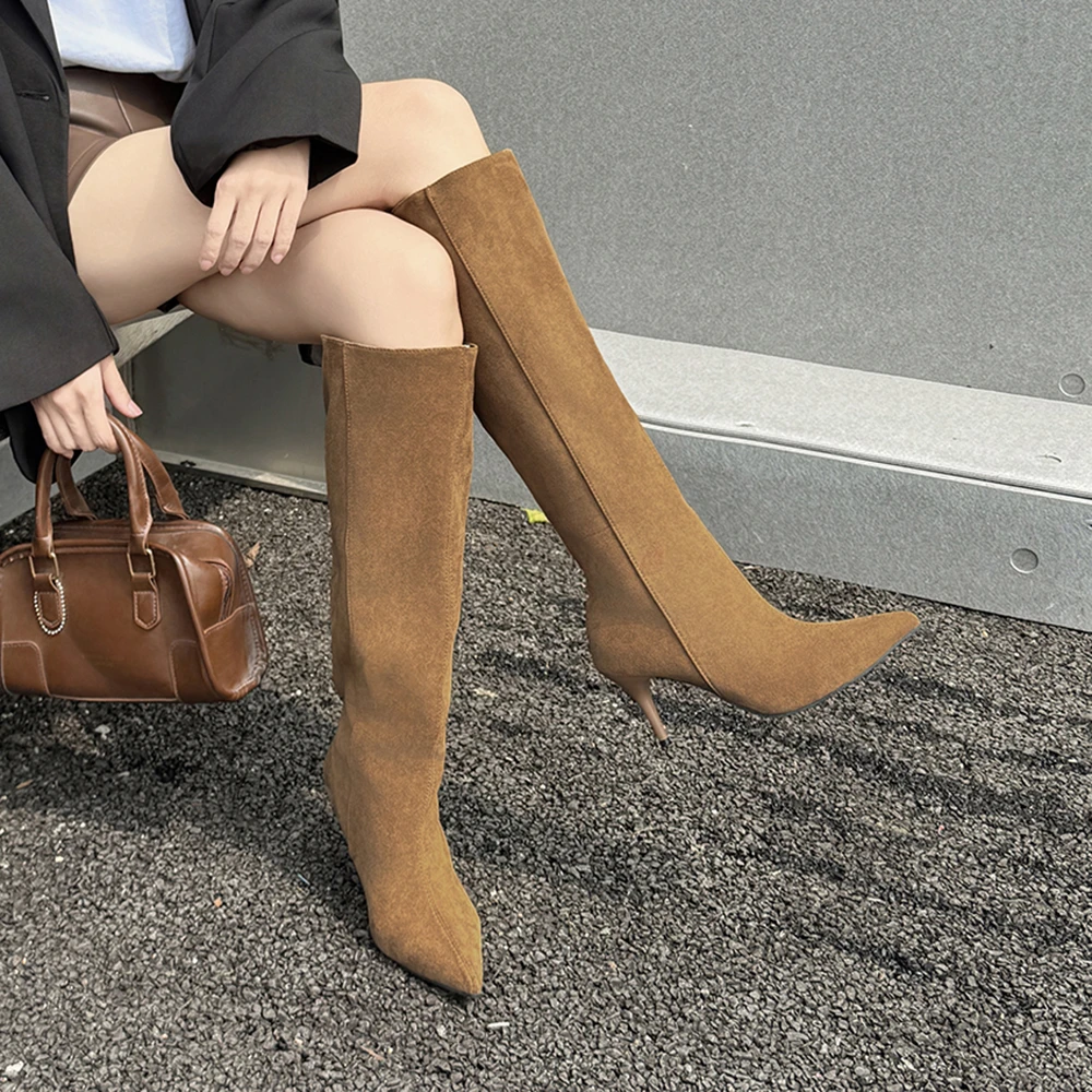 Thin Heeled Long Boots for Women, 2026 New Meilad Pile Boots, Western Boots, Large Circumference, Slimming Long Boots